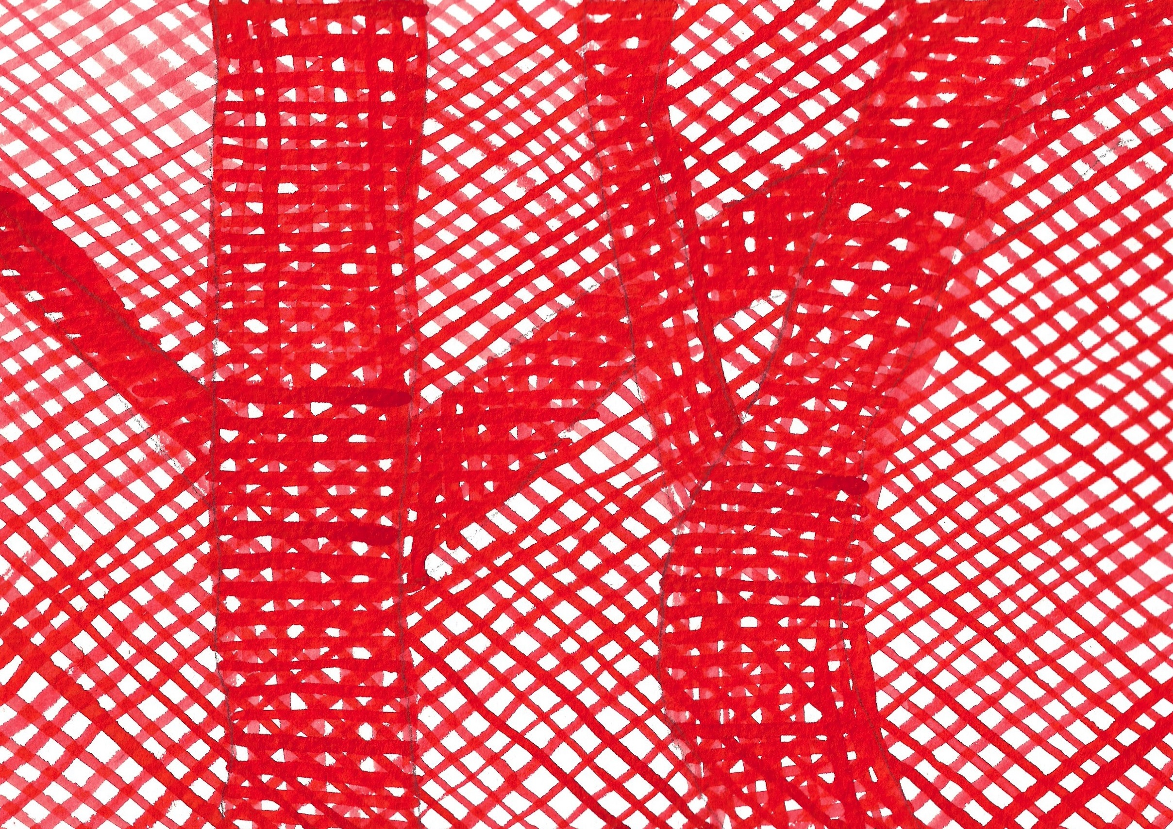 A watercolor illustration featuring an orange grid background with tree outlines on textured paper.